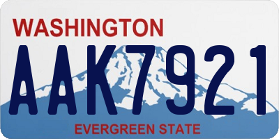 WA license plate AAK7921