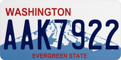 WA license plate AAK7922