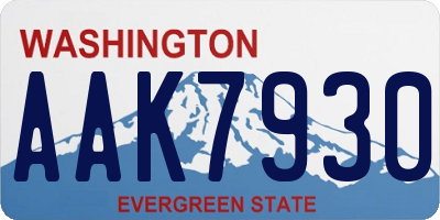 WA license plate AAK7930