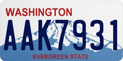 WA license plate AAK7931