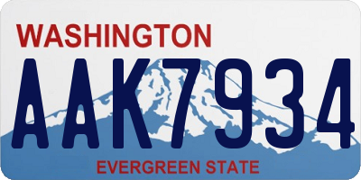 WA license plate AAK7934