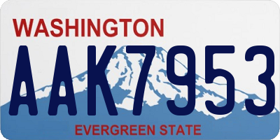 WA license plate AAK7953