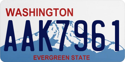 WA license plate AAK7961