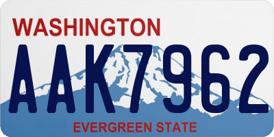 WA license plate AAK7962