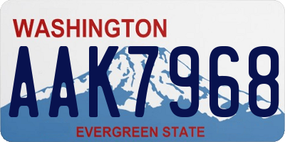 WA license plate AAK7968