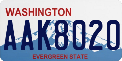 WA license plate AAK8020