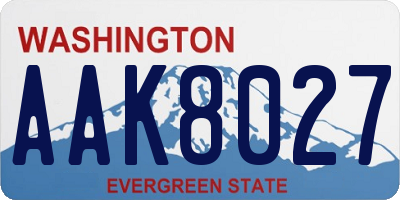 WA license plate AAK8027
