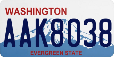 WA license plate AAK8038