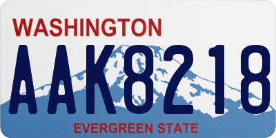 WA license plate AAK8218