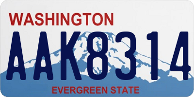 WA license plate AAK8314