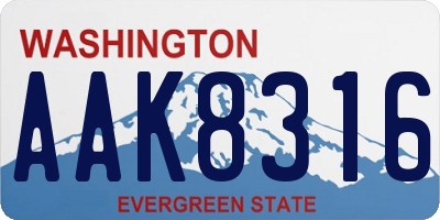 WA license plate AAK8316