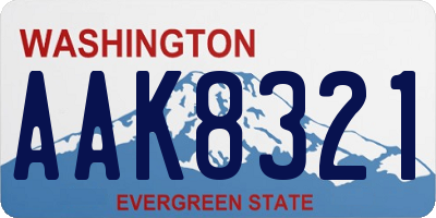 WA license plate AAK8321
