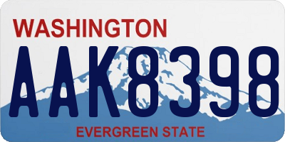 WA license plate AAK8398