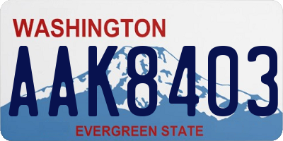 WA license plate AAK8403