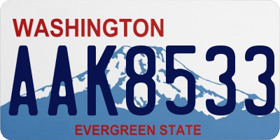 WA license plate AAK8533