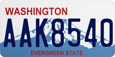 WA license plate AAK8540