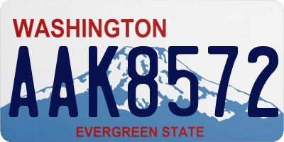 WA license plate AAK8572