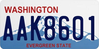 WA license plate AAK8601