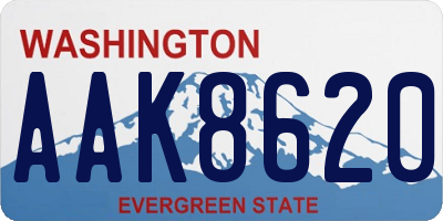 WA license plate AAK8620
