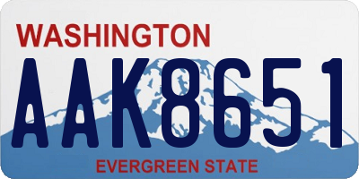 WA license plate AAK8651