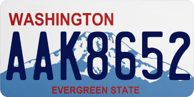 WA license plate AAK8652