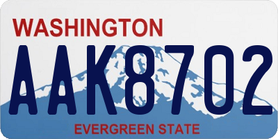 WA license plate AAK8702