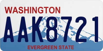 WA license plate AAK8721