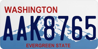 WA license plate AAK8765