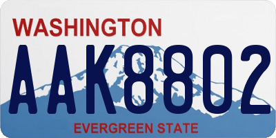 WA license plate AAK8802