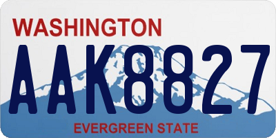 WA license plate AAK8827