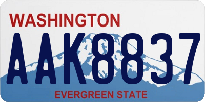 WA license plate AAK8837