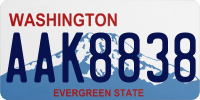 WA license plate AAK8838