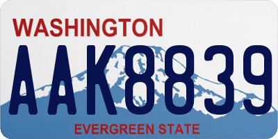 WA license plate AAK8839