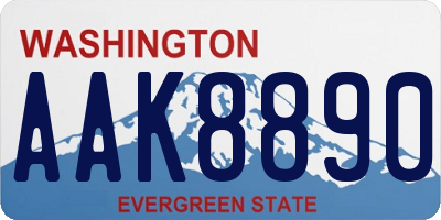 WA license plate AAK8890