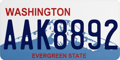 WA license plate AAK8892