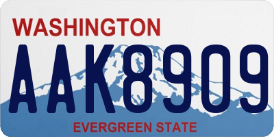 WA license plate AAK8909