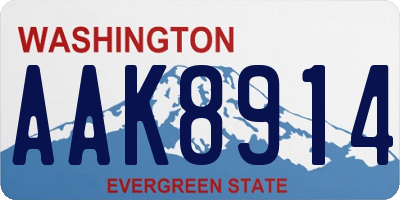 WA license plate AAK8914