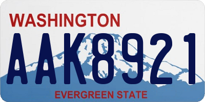 WA license plate AAK8921