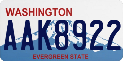 WA license plate AAK8922