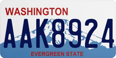 WA license plate AAK8924