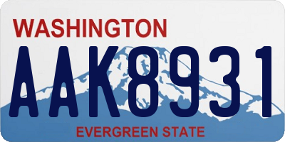 WA license plate AAK8931