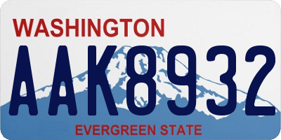 WA license plate AAK8932