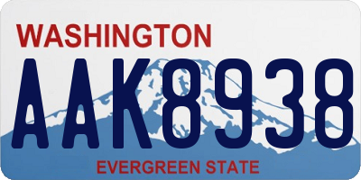 WA license plate AAK8938