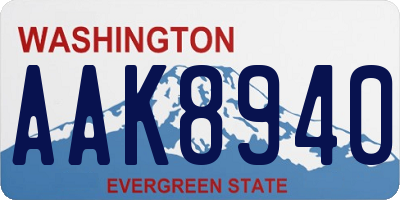 WA license plate AAK8940