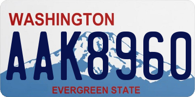 WA license plate AAK8960