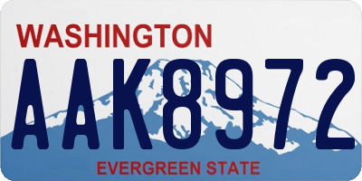 WA license plate AAK8972