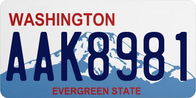 WA license plate AAK8981