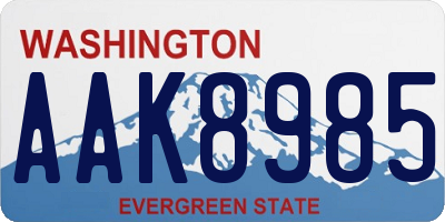 WA license plate AAK8985