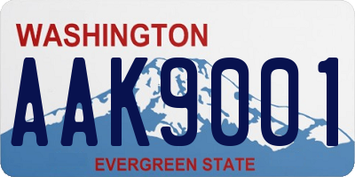WA license plate AAK9001