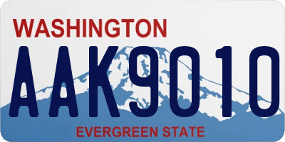 WA license plate AAK9010